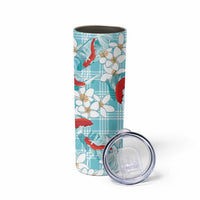 Turquoise Palaka Hawaii Aloha Skinny Tumbler Koi Pond Mix Plumeria LT7 - Polynesian Pride