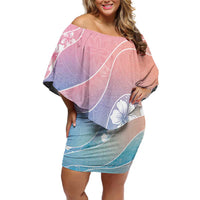 Aloha Hawaii Floral Tapa Off Shoulder Short Dress Patchwork Pastel Candy - Polynesian Pride