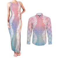 Hawaii Aloha Plumeria Lei Pastel Candy Palaka Couples Matching Tank Maxi Dress and Long Sleeve Button Shirt LT7 Pastel - Polynesian Pride
