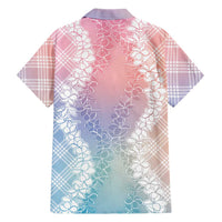 Hawaii Aloha Plumeria Lei Pastel Candy Palaka Family Matching Off Shoulder Short Dress and Hawaiian Shirt LT7 - Polynesian Pride