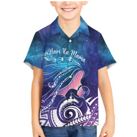New Zealand Mother's Day Family Matching Mermaid Dress and Hawaiian Shirt Maori Hari Ra Mama LT7 Son's Shirt Galaxy - Polynesian Pride