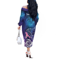 New Zealand Mother's Day Off The Shoulder Long Sleeve Dress Maori Hari Ra Mama LT7 - Polynesian Pride