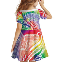 Aloha Pride Rainbow Tie Dye Family Matching Off Shoulder Short Dress and Hawaiian Shirt Humpback Whale - Love is Love LT7 - Polynesian Pride