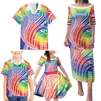 Aloha Pride Rainbow Tie Dye Family Matching Puletasi and Hawaiian Shirt Humpback Whale - Love is Love LT7 - Polynesian Pride