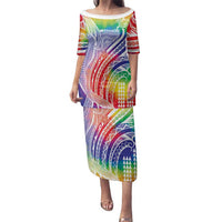 Aloha Pride Rainbow Tie Dye Family Matching Puletasi and Hawaiian Shirt Humpback Whale - Love is Love LT7 Mom's Dress Colorful - Polynesian Pride