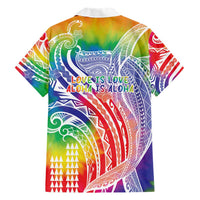 Aloha Pride Rainbow Tie Dye Family Matching Short Sleeve Bodycon Dress and Hawaiian Shirt Humpback Whale - Love is Love LT7 - Polynesian Pride