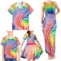 Aloha Pride Rainbow Tie Dye Family Matching Tank Maxi Dress and Hawaiian Shirt Humpback Whale - Love is Love LT7 - Polynesian Pride