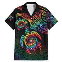 Hawaii Pride Family Matching Mermaid Dress and Hawaiian Shirt Rainbow Swirls LT7 Dad's Shirt - Short Sleeve Colorful - Polynesian Pride