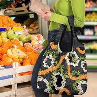 Aloha Festive Hawaii Grocery Bag Mokihana - Maile and Ilima on Black - Polynesian Pride
