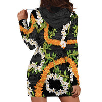 Aloha Festive Hawaii Hoodie Dress Mokihana - Maile and Ilima on Black LT7 - Polynesian Pride
