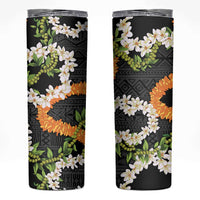 Aloha Festive Hawaii Skinny Tumbler Mokihana - Maile and Ilima on Black LT7 Black - Polynesian Pride