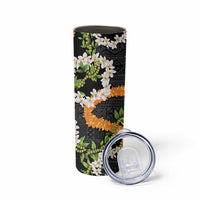 Aloha Festive Hawaii Skinny Tumbler Mokihana - Maile and Ilima on Black LT7 - Polynesian Pride