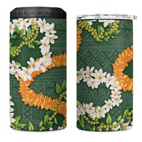 Aloha Festive Hawaii 4 in 1 Can Cooler Tumbler Mokihana - Maile and Ilima on Forest Green LT7 One Size: 16 oz Forest Green - Polynesian Pride
