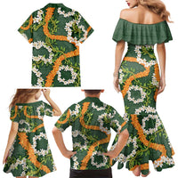 Aloha Festive Hawaii Family Matching Mermaid Dress and Hawaiian Shirt Mokihana - Maile and Ilima on Forest Green LT7 - Polynesian Pride