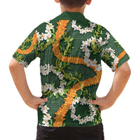 Aloha Festive Hawaii Family Matching Tank Maxi Dress and Hawaiian Shirt Mokihana - Maile and Ilima on Forest Green LT7 - Polynesian Pride