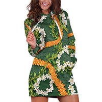 Aloha Festive Hawaii Hoodie Dress Mokihana - Maile and Ilima on Forest Green LT7 Forest Green - Polynesian Pride
