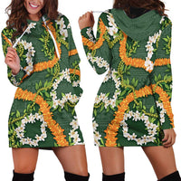 Aloha Festive Hawaii Hoodie Dress Mokihana - Maile and Ilima on Forest Green LT7 - Polynesian Pride