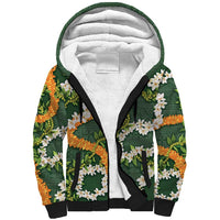 Aloha Festive Hawaii Sherpa Hoodie Mokihana - Maile and Ilima on Forest Green LT7 Unisex Forest Green - Polynesian Pride