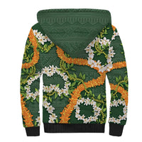 Aloha Festive Hawaii Sherpa Hoodie Mokihana - Maile and Ilima on Forest Green LT7 - Polynesian Pride