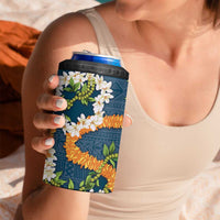 Aloha Festive Hawaii 4 in 1 Can Cooler Tumbler Mokihana - Maile and Ilima on Navy Blue LT7 - Polynesian Pride