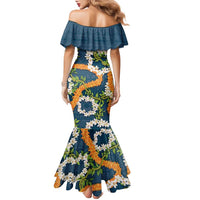 Aloha Festive Hawaii Family Matching Mermaid Dress and Hawaiian Shirt Mokihana - Maile and Ilima on Navy Blue LT7 - Polynesian Pride