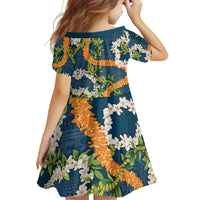 Aloha Festive Hawaii Family Matching Summer Maxi Dress and Hawaiian Shirt Mokihana - Maile and Ilima on Navy Blue LT7 - Polynesian Pride