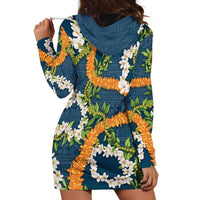 Aloha Festive Hawaii Hoodie Dress Mokihana - Maile and Ilima on Navy Blue LT7 - Polynesian Pride