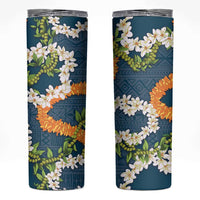 Aloha Festive Hawaii Skinny Tumbler Mokihana - Maile and Ilima on Navy Blue LT7 Navy Blue - Polynesian Pride
