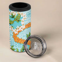 Aloha Festive Hawaii 4 in 1 Can Cooler Tumbler Mokihana - Maile and Ilima on Turquoise LT7 - Polynesian Pride