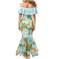 Aloha Festive Hawaii Family Matching Mermaid Dress and Hawaiian Shirt Mokihana - Maile and Ilima on Turquoise LT7 - Polynesian Pride