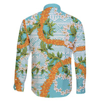 Aloha Festive Hawaii Family Matching Tank Maxi Dress and Hawaiian Shirt Mokihana - Maile and Ilima on Turquoise LT7 - Polynesian Pride