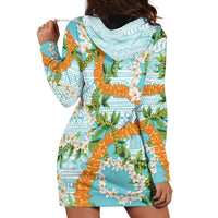 Aloha Festive Hawaii Hoodie Dress Mokihana - Maile and Ilima on Turquoise LT7 - Polynesian Pride