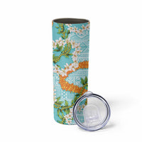 Aloha Festive Hawaii Skinny Tumbler Mokihana - Maile and Ilima on Turquoise LT7 - Polynesian Pride