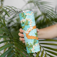 Aloha Festive Hawaii Skinny Tumbler Mokihana - Maile and Ilima on Turquoise LT7 - Polynesian Pride
