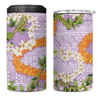 Aloha Festive Hawaii 4 in 1 Can Cooler Tumbler Mokihana - Maile and Ilima on Lilac LT7 One Size: 16 oz Lilac - Polynesian Pride