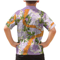 Aloha Festive Hawaii Family Matching Mermaid Dress and Hawaiian Shirt Mokihana - Maile and Ilima on Lilac LT7 - Polynesian Pride