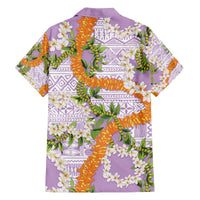 Aloha Festive Hawaii Family Matching Off The Shoulder Long Sleeve Dress and Hawaiian Shirt Mokihana - Maile and Ilima on Lilac LT7 - Polynesian Pride