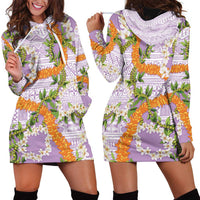 Aloha Festive Hawaii Hoodie Dress Mokihana - Maile and Ilima on Lilac LT7 - Polynesian Pride