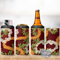 Aloha Festive Hawaii 4 in 1 Can Cooler Tumbler Mokihana - Maile and Ilima on Crimson LT7 - Polynesian Pride