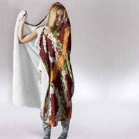 Aloha Festive Hawaii Hooded Blanket Mokihana - Maile and Ilima on Crimson - Polynesian Pride