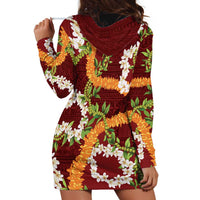 Aloha Festive Hawaii Hoodie Dress Mokihana - Maile and Ilima on Crimson LT7 - Polynesian Pride