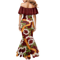 Aloha Festive Hawaii Mermaid Dress Mokihana - Maile and Ilima on Crimson - Polynesian Pride