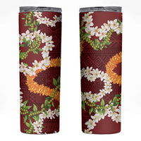 Aloha Festive Hawaii Skinny Tumbler Mokihana - Maile and Ilima on Crimson LT7 Crimson - Polynesian Pride