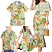 Aloha Festive Hawaii Family Matching Mermaid Dress and Hawaiian Shirt Mokihana - Maile Leis in Muted Summer LT7 - Polynesian Pride