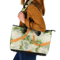 Aloha Festive Hawaii Leather Tote Bag Mokihana - Maile Leis in Muted Summer - Polynesian Pride