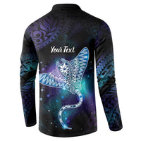 Polynesian Tala Manta Ray Button Sweatshirt Nowhere You Could Go That I Won't Be With You - Polynesian Pride