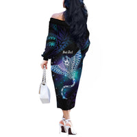 Polynesian Tala Manta Ray Off The Shoulder Long Sleeve Dress Nowhere You Could Go That I Won't Be With You LT7 - Polynesian Pride