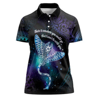 Polynesian Tala Manta Ray Women Polo Shirt Nowhere You Could Go That I Won't Be With You LT7 Female Purple Teal - Polynesian Pride