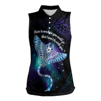 Polynesian Tala Manta Ray Women Sleeveless Polo Shirt Nowhere You Could Go That I Won't Be With You LT7 Female Purple Teal - Polynesian Pride