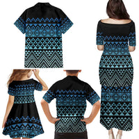 Maori Niho Taniwha Te Wheiao Family Matching Puletasi and Hawaiian Shirt Moana Blue LT7 - Polynesian Pride